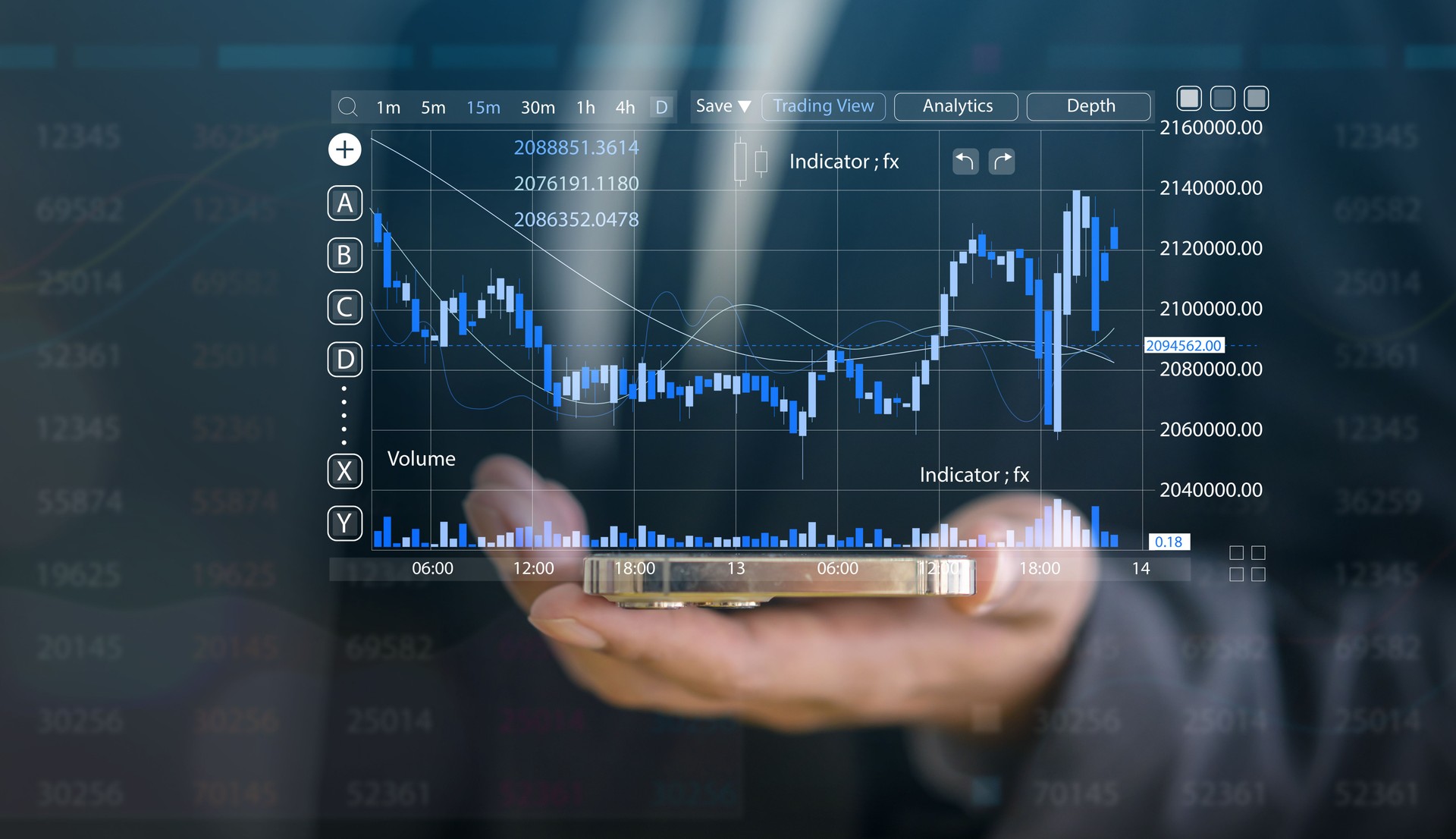 Business people with stock market chart financial trading, online investment, stock exchange analysis, market trends, real-time trading data, forex and crypto trading economic forecasting tool