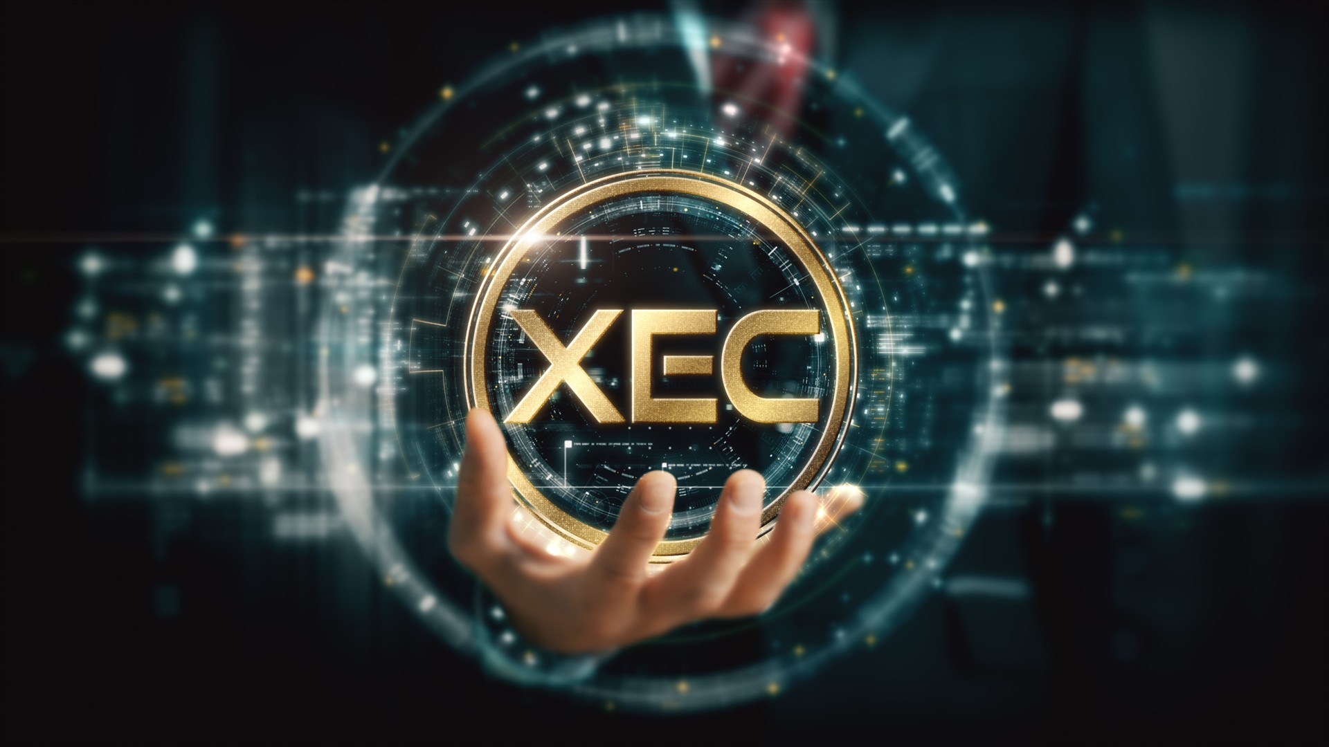A Businessman Extends His Hand Revealing a Futuristic Holographic Crypto